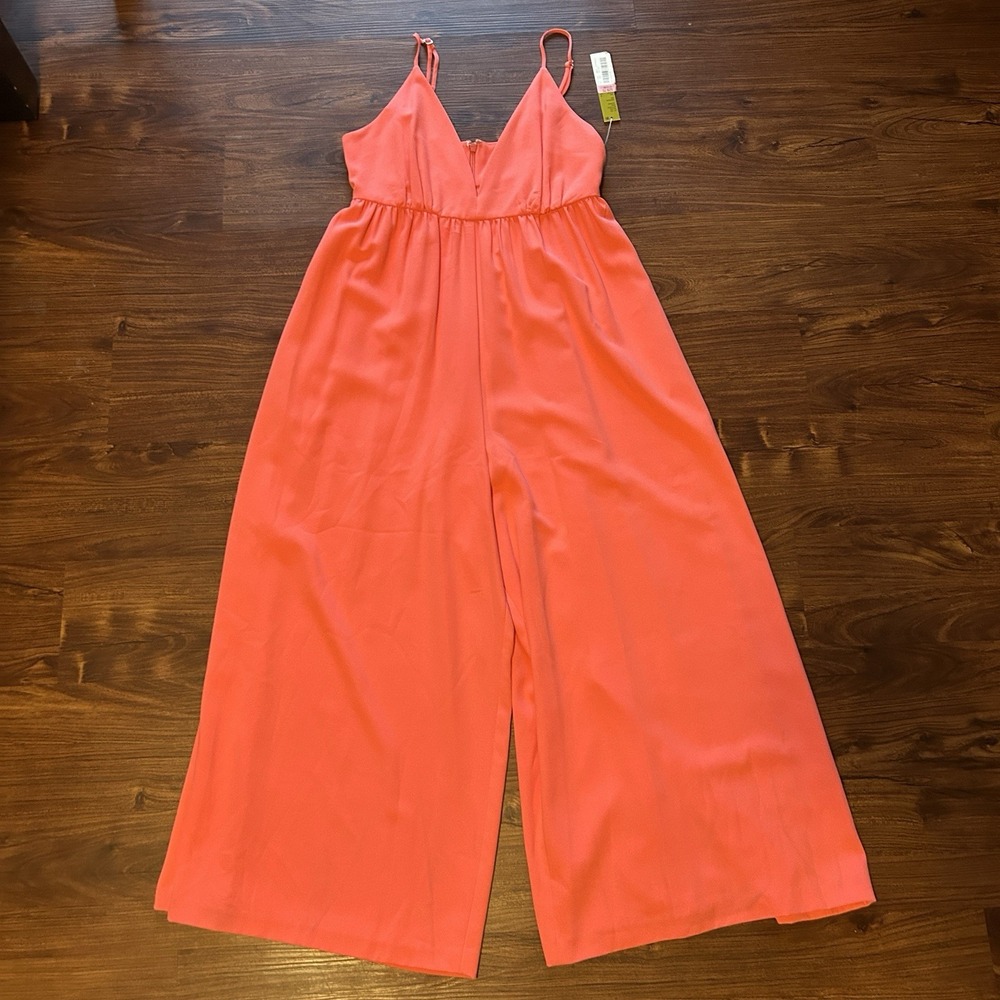 Gianni Bini Hot Pink Romper Wide Leg Straps Boho Beachy Resort Vacation Sz 4